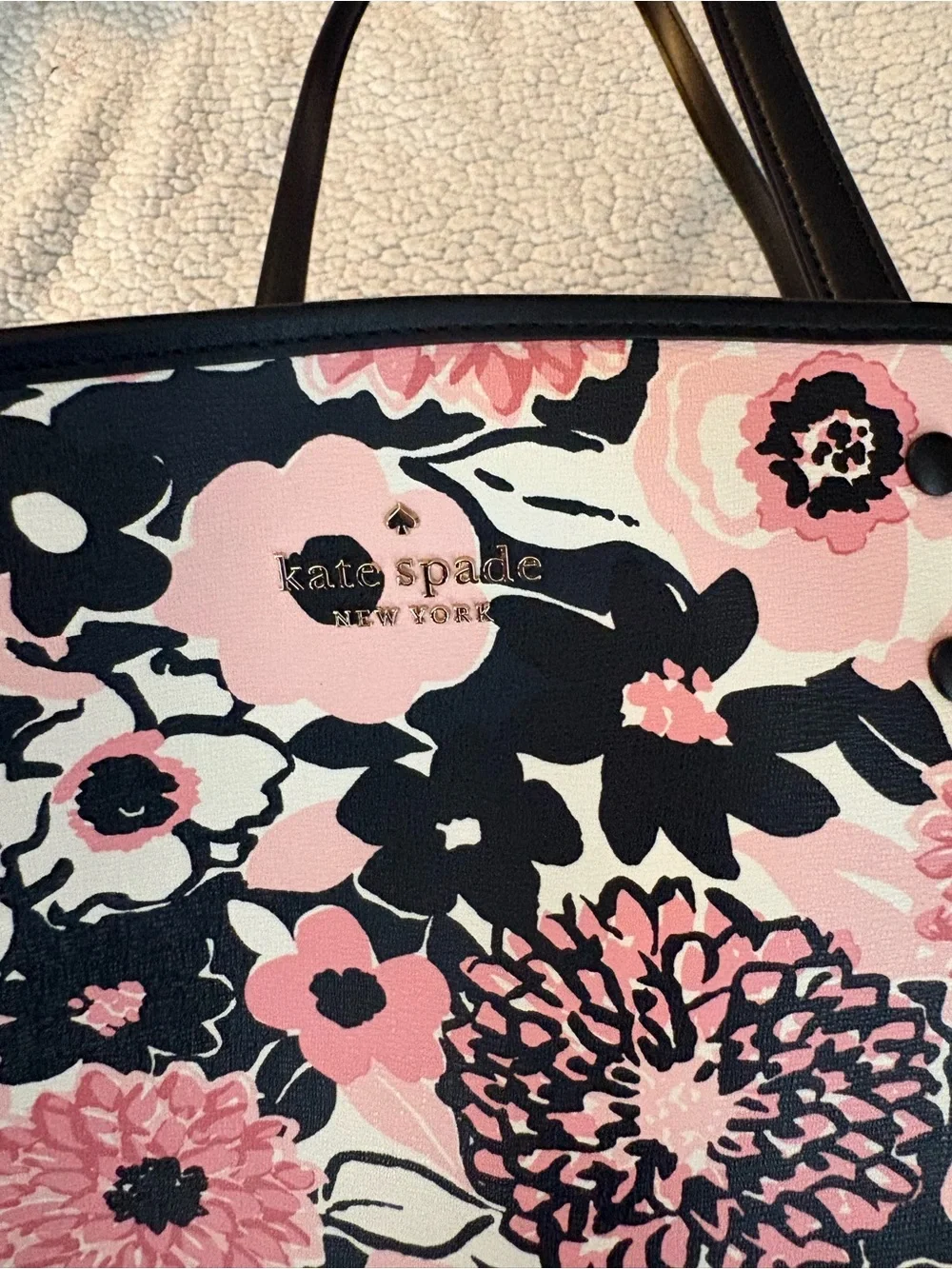 Floral Pink and Black Tote Bag - Stylish Everyday Carry